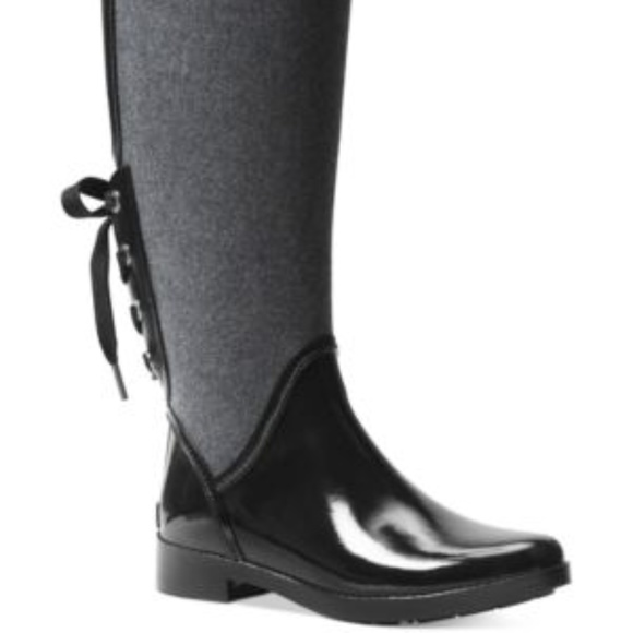 MICHAEL Michael Kors Shoes - NWT! Michael Kors Larson Back-tie Rain Boots Black